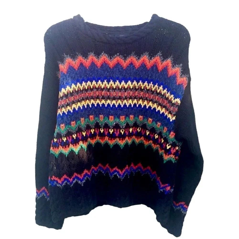 Vintage Lizwear Hand Knit Argyle Sweater